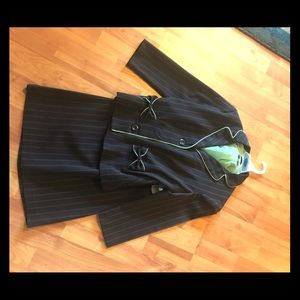 My Michele brown with green pinstripe skirt suit